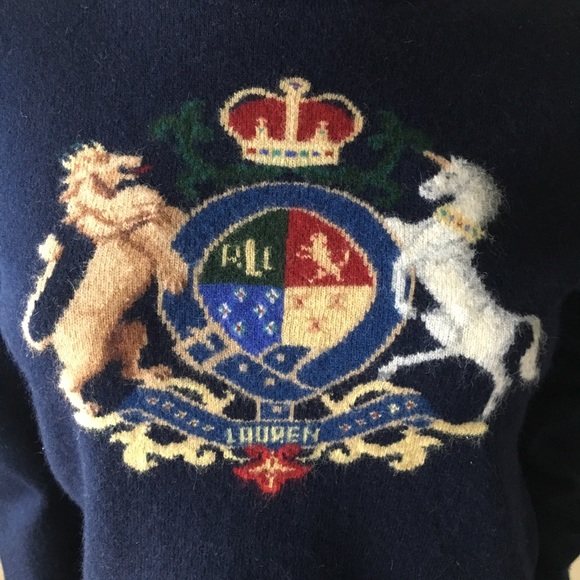 Sold Ralph Lauren Vtg Crest Cashmere Turtleneck - Picture 5 of 8